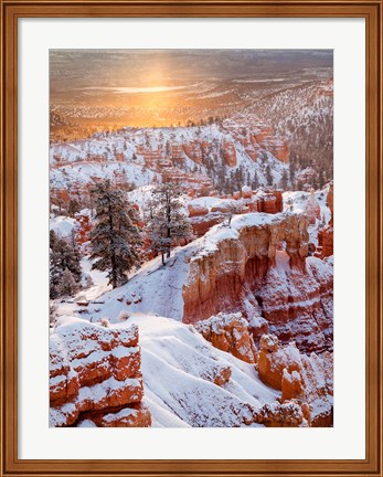 Framed Sunrise Point After Fresh Snowfall At Bryce Canyon National Park Print