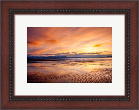 Framed Sunset Over The Great Salt Lake, Utah Print