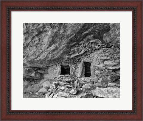 Framed Ancient Granary Slickhorn Canyon, Cedar Mesa, Utah (BW) Print