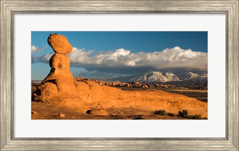 Framed Sunset On A Balanced Rock Monolith, Arches National Park Print