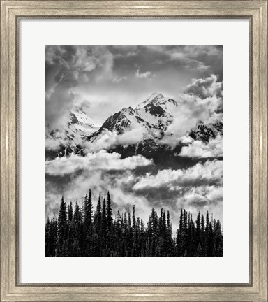Framed Mount Carrie And Carrie Glacier, Washington (BW) Print