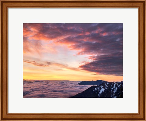 Framed Dawn On Hurricane Ridge Road, Washington Print