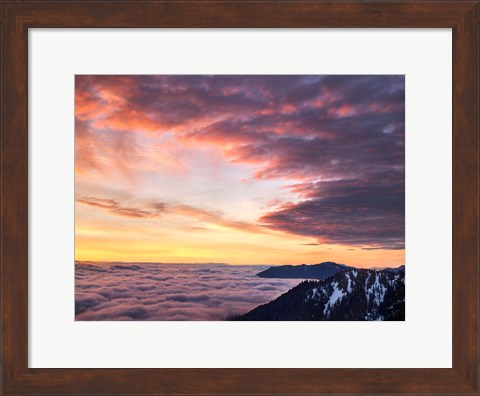 Framed Dawn On Hurricane Ridge Road, Washington Print