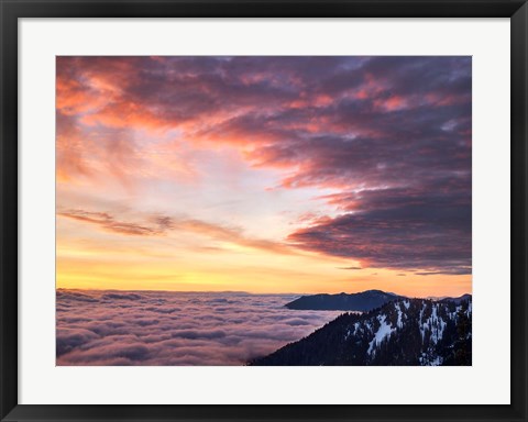 Framed Dawn On Hurricane Ridge Road, Washington Print