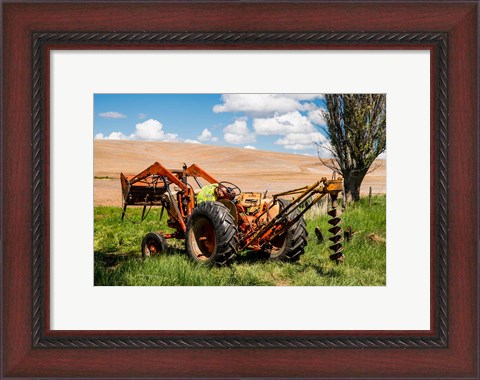 Framed Tractor Used For Fence Building, Washington Print