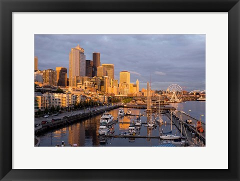 Framed Seattle Skyline From Pier 66, Washington Print