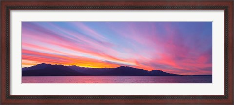 Framed Sunset Panoramic Over The Olympic Mountains And Hood Canal Print
