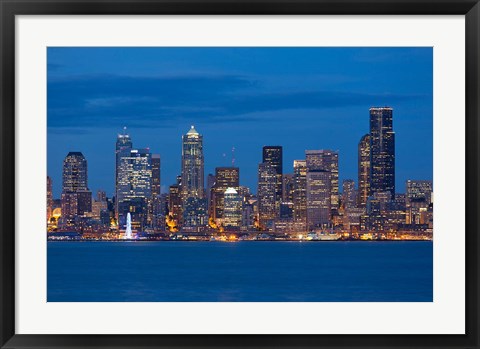 Framed Seattle Skyline View Over Elliott Bay Print