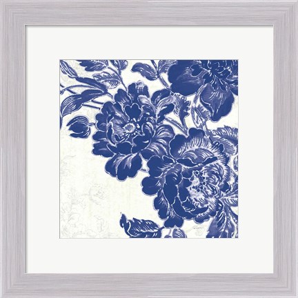 Framed Toile Roses V Print