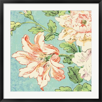 Framed Cottage Roses VII Bright Print