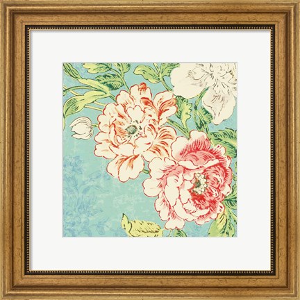 Framed Cottage Roses V Bright Print