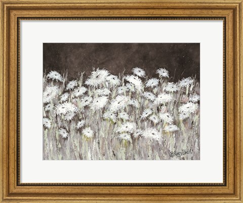 Framed Field of Flowers on a Starry Night Print