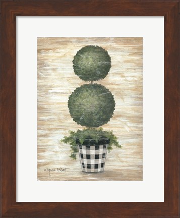 Framed Gingham Topiary Spheres Print