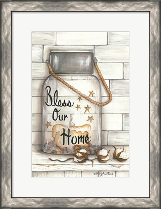 Framed Glass Luminary Bless Our Home Print