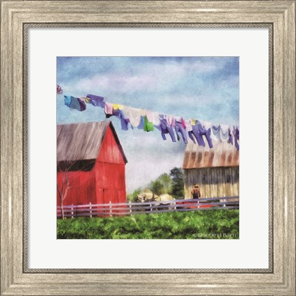 Framed Clothesline Farm Print