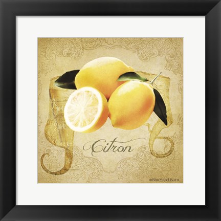 Framed Vintage Lemons Citron Print