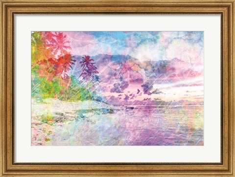 Framed Rainbow Bright Beach Scene Print
