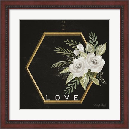 Framed Geometric Hexagon Muted Floral Print