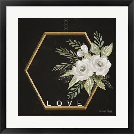 Framed Geometric Hexagon Muted Floral Print