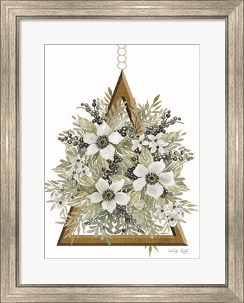 Framed Geometric Triangle Muted Floral I Print