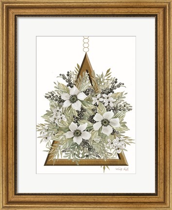 Framed Geometric Triangle Muted Floral I Print