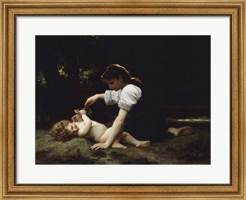 Framed Young Woman and Child, 1881 Print