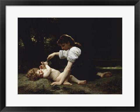 Framed Young Woman and Child, 1881 Print