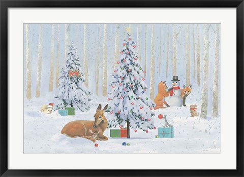 Framed Christmas Critters Bright I Print