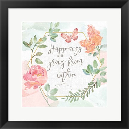 Framed Watercolorful V Happiness Print
