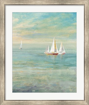 Framed Sunrise Sailboats II Nautical Print