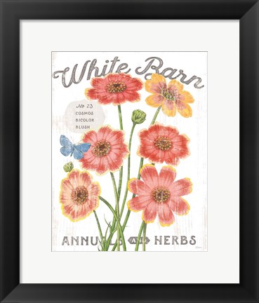 Framed White Barn Flowers III Print