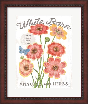 Framed White Barn Flowers III Print