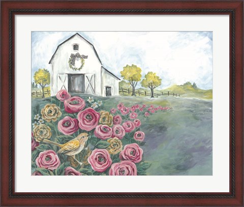 Framed Pink Flower Field Print