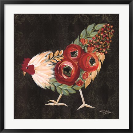 Framed Botanical Rooster Print