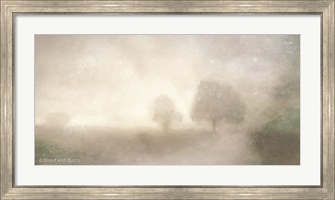 Framed Foggy Soft Morning Landscape Print