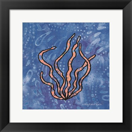 Framed Whimsy Coastal Conch Seaweed Print