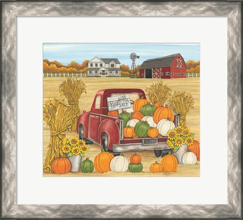 Framed Pumpkins for Sale Red Truck Farm Print