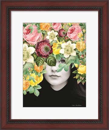 Framed Girl and the Flowers Print