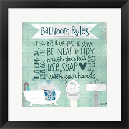 Framed Bathroom Rules Print