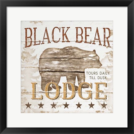 Framed Black Bear Lodge Print