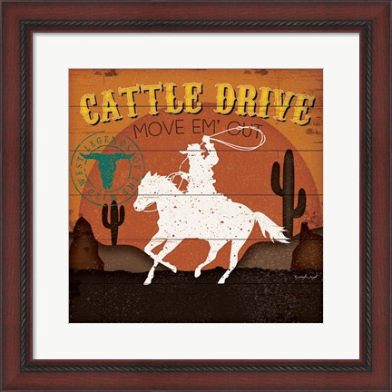 Framed Cattle Drive Print