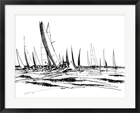 Framed Boat Sketch II Print