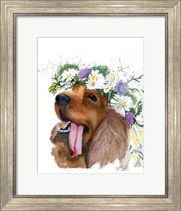 Framed Flower Crown Puppy II Print