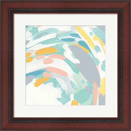 Framed Laughter II Turquoise and Peach Print