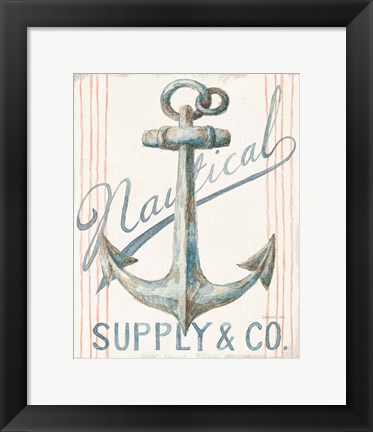 Framed Floursack Nautical V Print