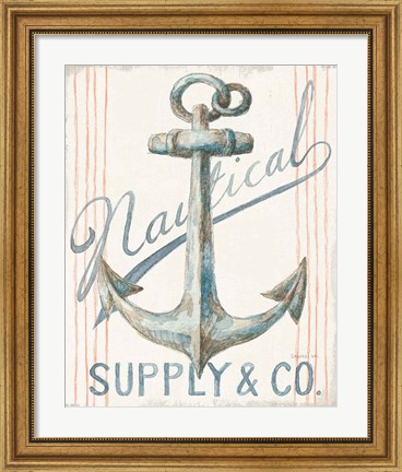 Framed Floursack Nautical V Print