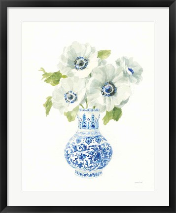 Framed Floral Chinoiserie White I Print