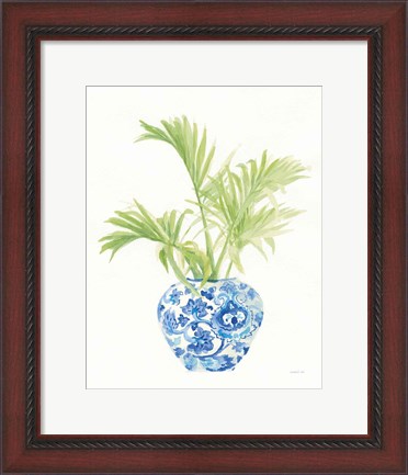 Framed Palm Chinoiserie White II Print
