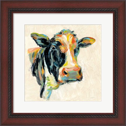 Framed Expressionistic Cow I Print