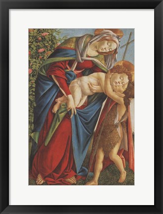 Framed Madonna with Child Embracing the Young St John Print